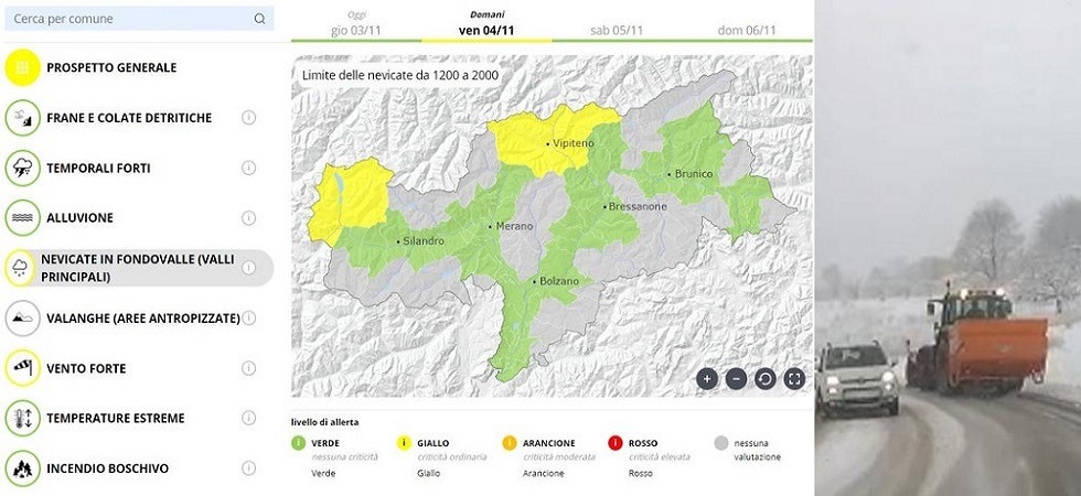 Maltempo, attesa la prima neve in Alto Adige e chiudono alcuni passi